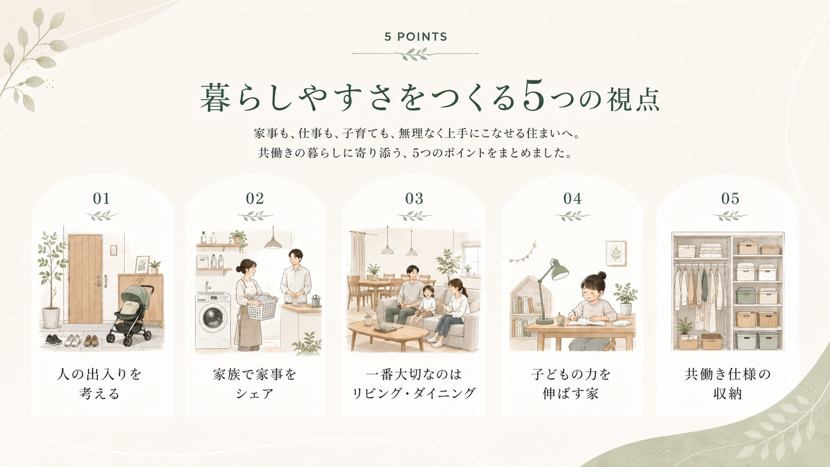 暮らしやすさをつくる5つのポイント