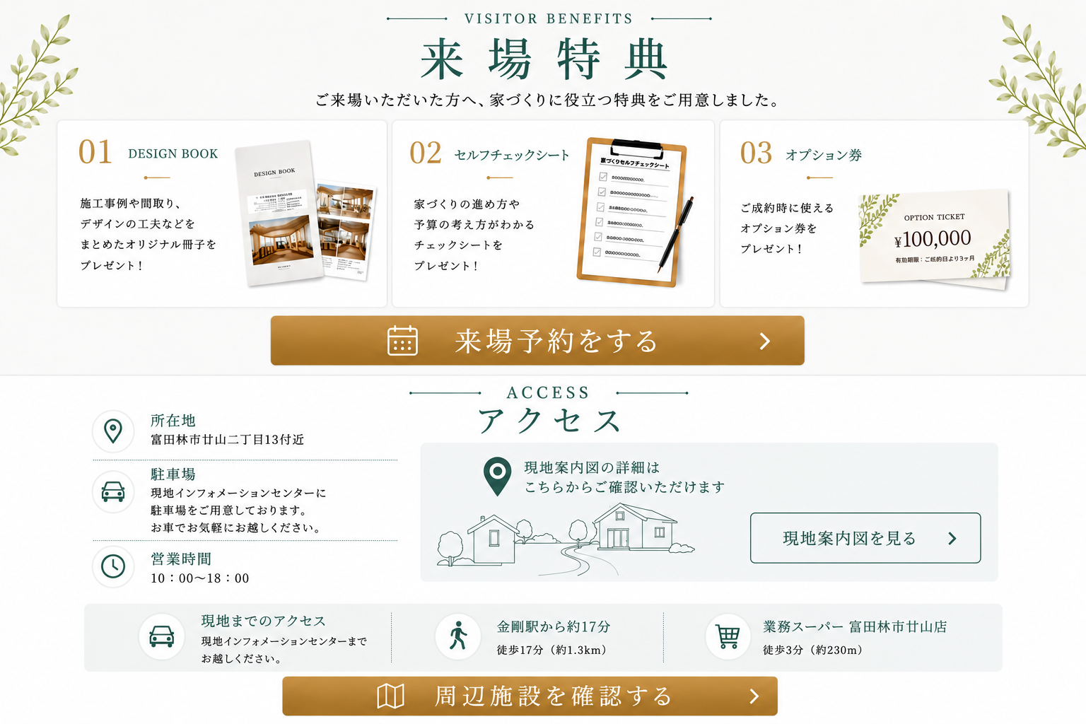 来場特典とアクセス案内
